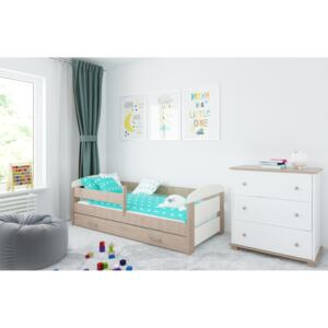 BabyBeds Dětská postel KASIA Velikost postele: 180x80, Barevné provedení: bílá a dub, Úložný prostor: Ano, s úložným prostorem