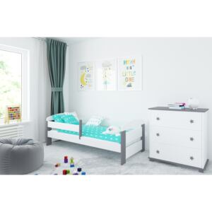 BabyBeds Dětská postel KASIA Velikost postele: 160x80 cm, Barevné provedení: bílá a šedá, Úložný prostor: Ne, bez úložného prostoru