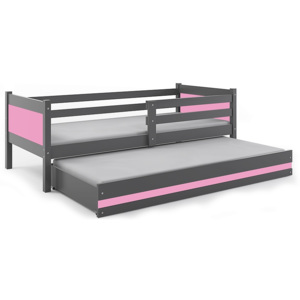 Dětská postel BALI 2 + matrace + rošt ZDARMA, 190x80, grafit, růžový
