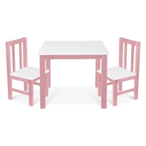 BABY NELLYS Dětský nábytek - 3 ks, stůl s židličkami - růžová , bílá, D/05