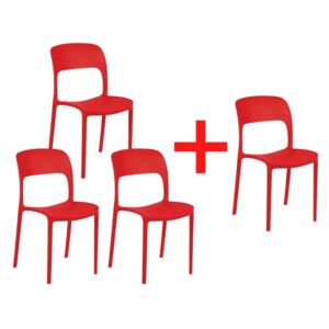 Jídelní židle, červená 3+1 ZDARMA