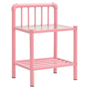 Noční stolek růžový a průhledný 45 x 34,5 x 62,5 cm kov a sklo