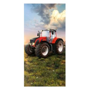 Osuška Červený traktor 70x140 cm