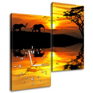 Gario Obraz s hodinami Afrika 60x60cm Tištěný v HD