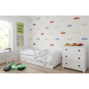 BabyBeds Dětská postel FILIP hvězdičky Velikost postele: 160x80 cm, Barevné provedení: Bílá, Úložný prostor: Ano, s úložným prostorem