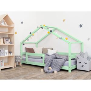 Benlemi Dětská postel domeček Lucky 120x180 cm s bočnicí Barva: Pastelová zelená