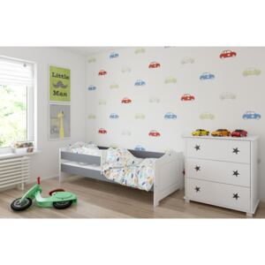 BabyBeds Dětská postel FILIP hvězdičky Velikost postele: 160x80 cm, Barevné provedení: Šedá, Úložný prostor: Ne, bez úložného prostoru