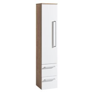 Mereo Koupelnová skříňka 163 cm, závěsná, bez nožiček, levá, bílá/dub (CN677)