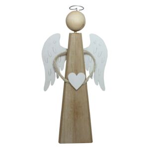 Dekorace anděl natur se srdcem 35 cm