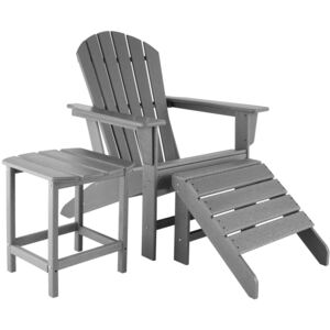 Tectake 404165 zahradní židle janis s podnožkou a stolem - šedá