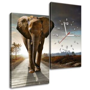 Gario Obraz s hodinami Osamělý silný slon 60x60cm