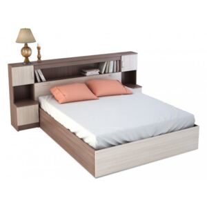Manželská postel se záhlavím 160x200 cm v kombinaci světlý a tmavý jasan šimo KN700 KP-552
