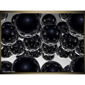 Abstraktní obraz - černé koule (70x50 cm)