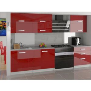 Moderní kuchyňská sestava Infinity Primera v červené barvě