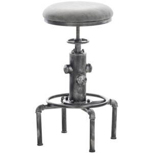 Kovová barová židle Lumo Vintage ~ koženka, antik stříbrná Barva Tmavě šedá