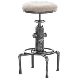 Kovová barová židle Lumo Vintage ~ koženka, antik stříbrná Barva Šedá