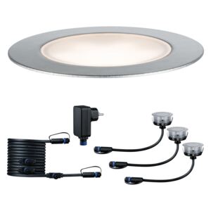 Paulmann Plug a Shine zemní svítidlo Floor Eco IP65 3000K 3x1W 24V stříbrná 936.92 93692