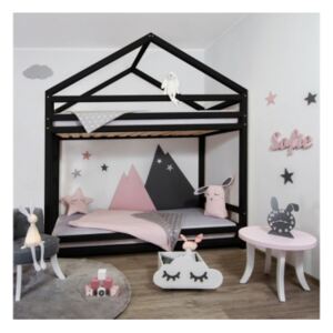 CLOUDY patrová dětská postel černá 90 x 190 cm