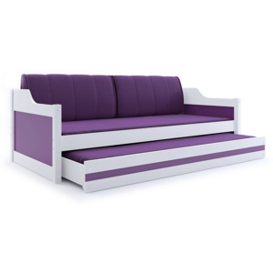 Dětská postel CASPER 2 + matrace + rošt ZDARMA, 90x200, bílý, fialová