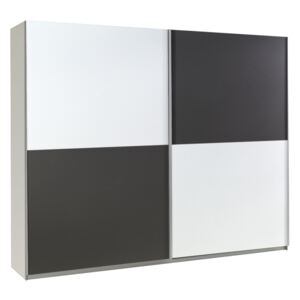 Šatní skříň - LUX 21, bílá/lesklá bílá a grafit