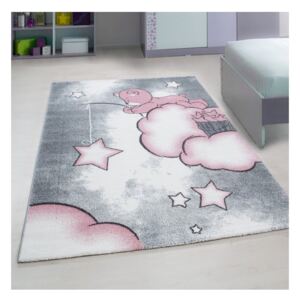 Elisdesign Dětský koberec - Medvídek a hvězdy barva: šedá x růžová, rozměr: 120x170
