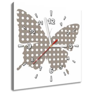 Gario Obraz s hodinami Šedý motýlek Rozměry (š x v): 30 x 30 cm