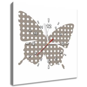 Gario Obraz s hodinami Šedý motýlek Rozměry (š x v): 40 x 40 cm