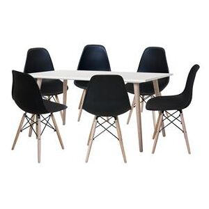 Jídelní stůl GÖTEBORG 50 + 6 židlí UNO černé