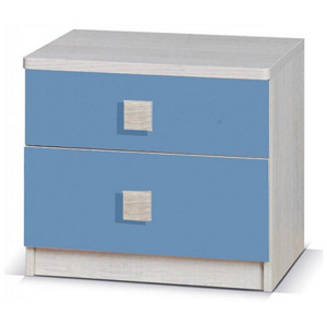 Noční stolek SPARTAN, 44,5x50x35, Dub santana/modrá