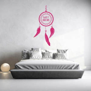GLIX Lapač snů Sweet dreams - samolepka na zeď Růžová 50x25 cm