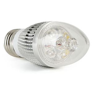 LED Light LED žárovka svíčka E27 3W bílá teplá (LED žárovka svíčka stříbrná)