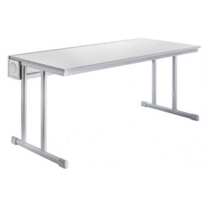 Počítačový stůl SCQ4P [6 - 760 mm, stříbrná RAL 9006, světle šedá U708]