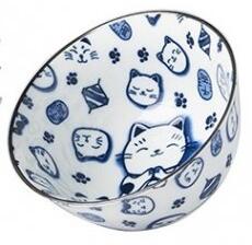 MIJ Set Misek Maneki Cat Blue 4 x 350 ml MIJRW0002
