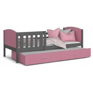 Dětská postel TAMI P2 color, 190x80, šedá/růžová