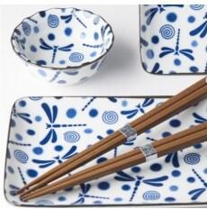 MIJ Sushi Set Blue Dragonfly 4 ks s hůlkami MIJRW0010