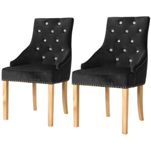 Jídelní židle Madden - 2 ks - masivní dubové dřevo a samet | černé