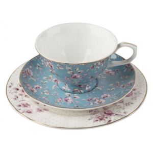 Creative Tops Katie Alice Ditsy Floral Porcelánový šálek s podšálkem a dezertním talířkem Blue 200 ml