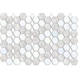 Obkladové 3D PVC panely 80224, rozměr 966 x 645 mm, tloušťka 0,6 mm, hexagon bílo-šedý, REGUL