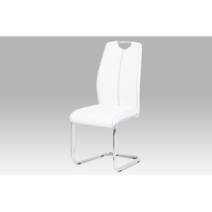 Jídelní židle, bílá koženka DCL-409 WT