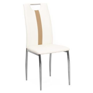 Tempo Kondela Židle, bílá / béžová ekokůže + chrom nohy, SIGNA