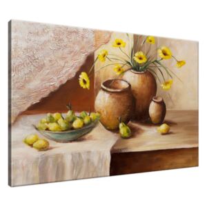 Ručně malovaný obraz Žluté květy ve váze 120x80cm RM1777A_1B