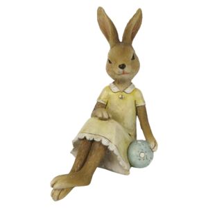 Dekorace sedící králičí slečna s vajíčkem - 10*6*12 cm