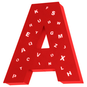 Červená světelná dekorace ve tvaru písmene Glimte Letter A