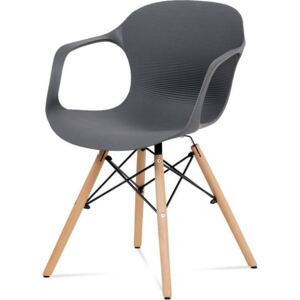 Jídelní židle, šedý strukturovaný plast / natural ALBINA GREY Art