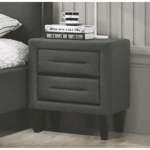 Čalouněný noční stolek se zásuvkami v tmavě šedé barvě KN933