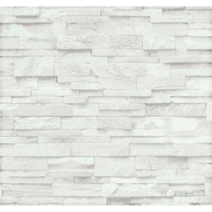 Vliesové tapety na zeď Origin 02363-60, kámen pískovec bílo-šedý, rozměr 10,05 m x 0,53 m, P+S International