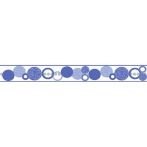 Samolepící bordura D58-017-3, rozměr 5 m x 5,8 cm, kruhy modré, IMPOL TRADE