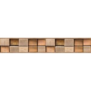 Samolepící bordura B83-21-02, rozměr 5 m x 8,3 cm, dřevěné špalky hnědé, IMPOL TRADE