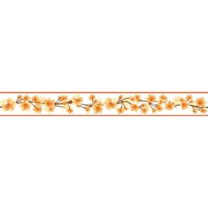 Samolepící bordura D58-031-2, rozměr 5 m x 5,8 cm, třešňové květy žluté, IMPOL TRADE