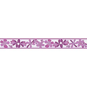 Samolepící bordura D58-014-1, rozměr 5 m x 5,8 cm, květy fialové, IMPOL TRADE